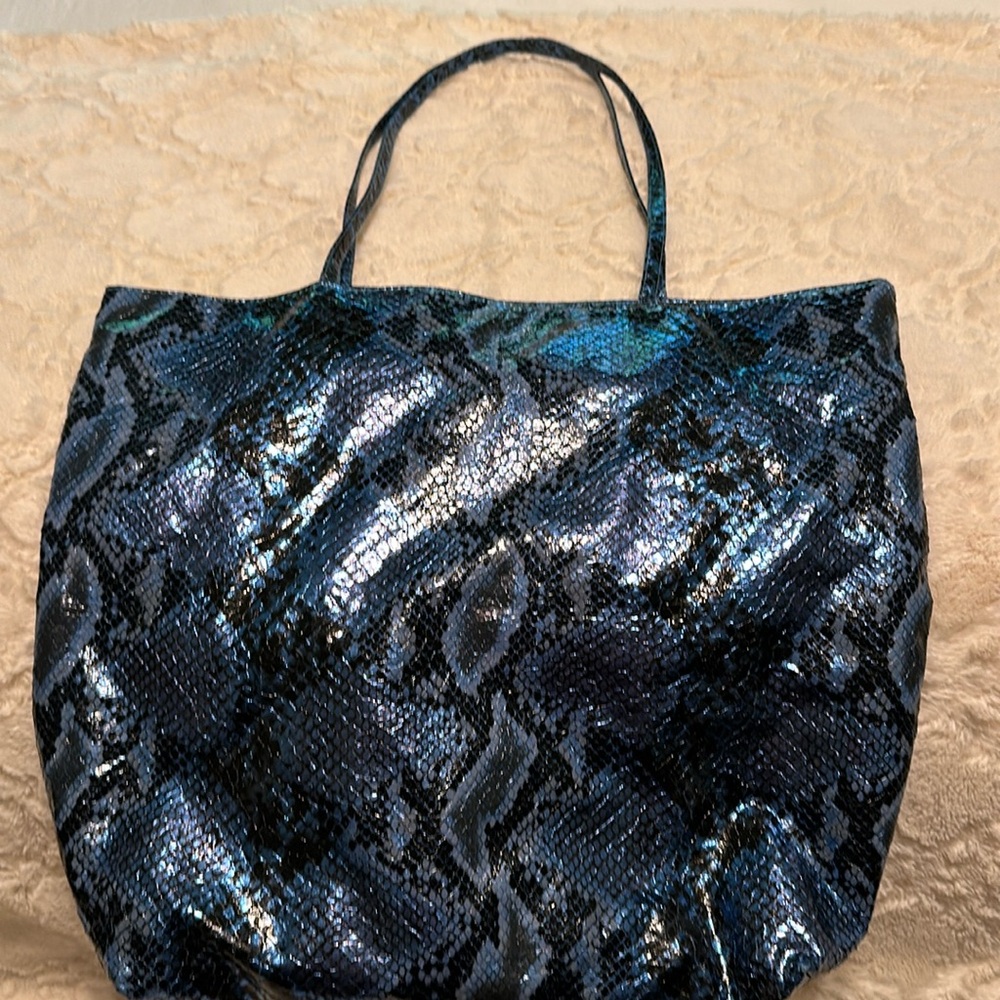 Blue Snakeskin Bag with matching pouch